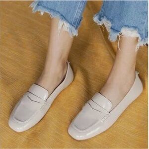 SAM EDELMAN Tucker Penny Loafers Patent Leather Clay Tan Cream